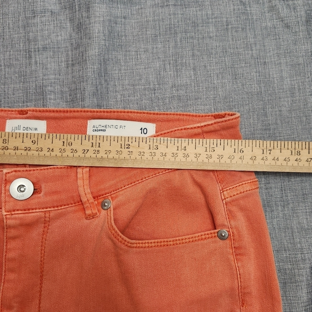 J.Jill Women’s Coral Authentic Fit Cropped Raw Hem Cotton Spandex Denim size 10 - Picture 7 of 13